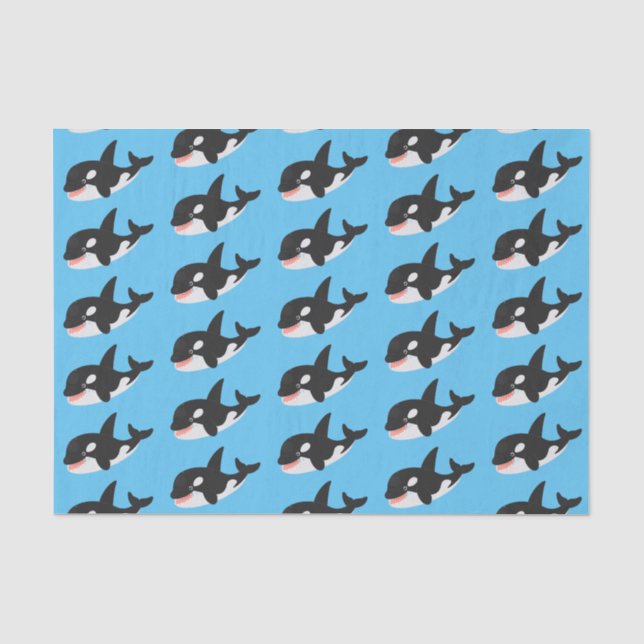 Papier Mousseline Amusante baleine orque mignonne dessin animé (Recto)