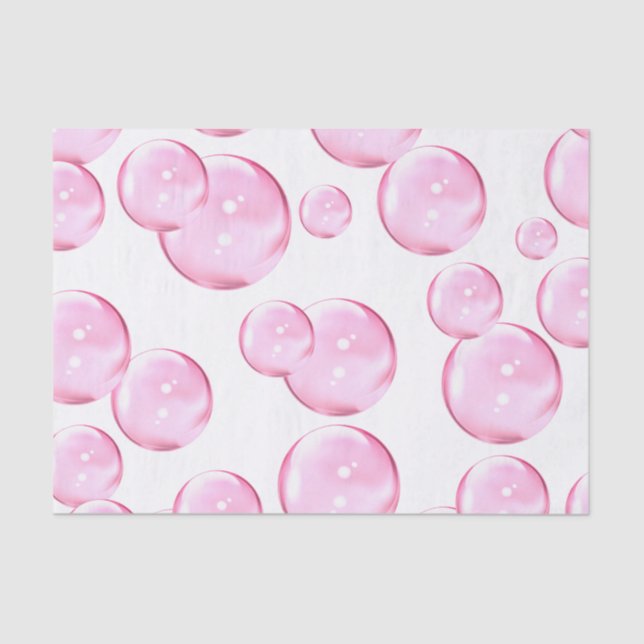 Papier Mousseline Amusants et incroyables bulles roses sur blanc (Recto)