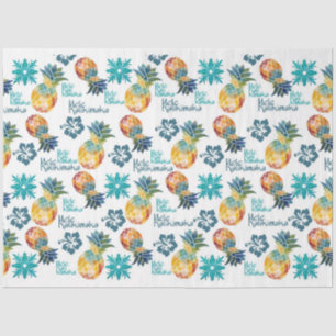 Papier Mousseline Ananas hawaïen et papier de tissus Hibiscus