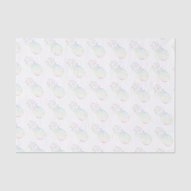 Papier Mousseline Ananas Tropical Fille Rainbow Pastel Ombre (Recto)