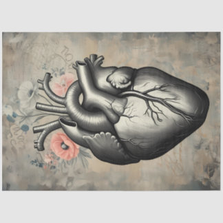 Papier Mousseline Anatomical Heart Floral Decoupage Paper