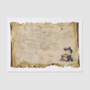 Papier Mousseline Ancienne carte de pirates Treasure Compas de coffr