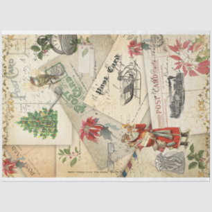 Papier Mousseline Anciennes cartes postales Vintage Noël Père Noël D