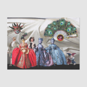 Papier Mousseline ANCIENS PETITS ITALIENS, MASQUÉRADE MASQUÉ Blanc