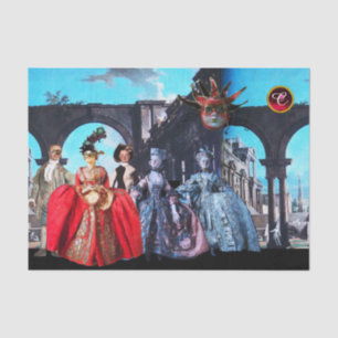 PAPIER MOUSSELINE ANCIENS PETITS ITALIENS, MASQUÉRADES MASQUÉS