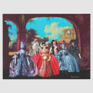 PAPIER MOUSSELINE ANCIENS PETITS VÉNÉTIENS, MASQUÉRADE DE FÊTE