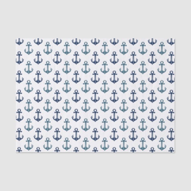 Papier Mousseline Ancre de bleu marine naviguant | à deux tons (Recto)