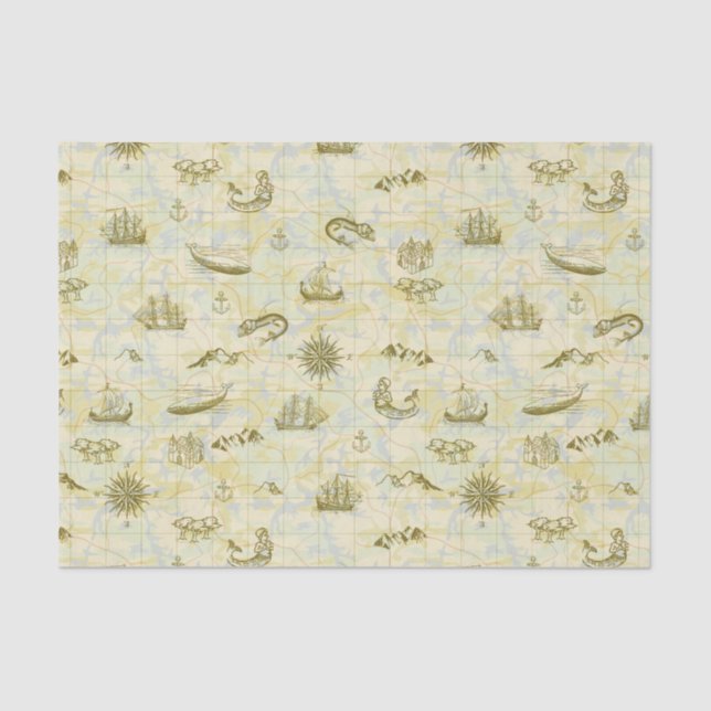 Papier Mousseline Ancres antiques nautiques de bateaux de monstres (Recto)