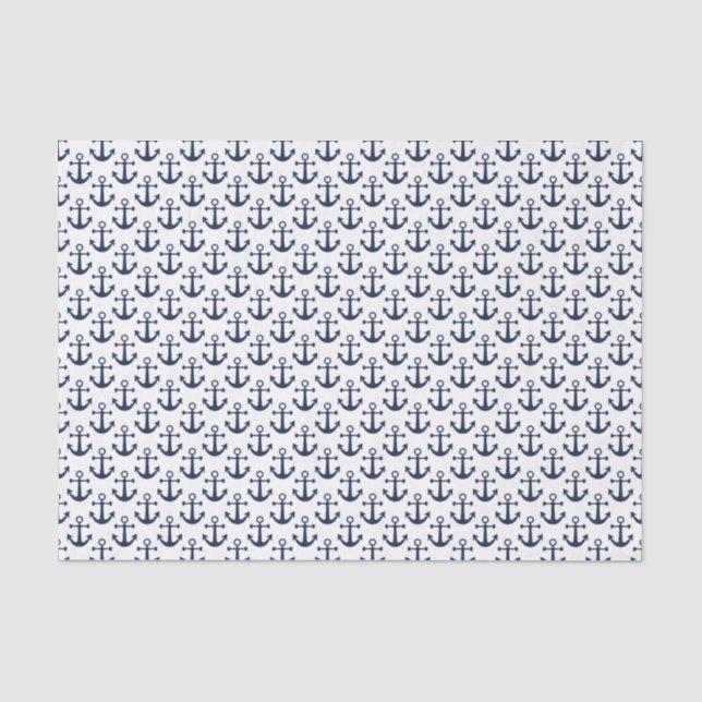 Papier Mousseline Ancres nautiques Marine Blue White Sailing (Recto)