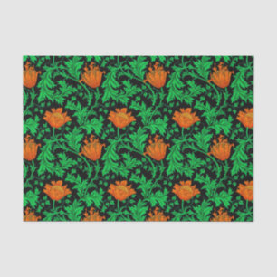 Papier Mousseline Anémone, orange, vert et noir de William Morris