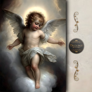 Papier Mousseline Ange aux Nuages Cherubin Doré Découpage