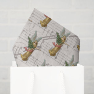 Papier Mousseline Ange de Noël antique arbre victorien chrétien