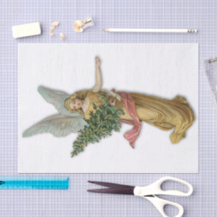 Papier Mousseline Ange de Noël antique victorien chrétien grand   