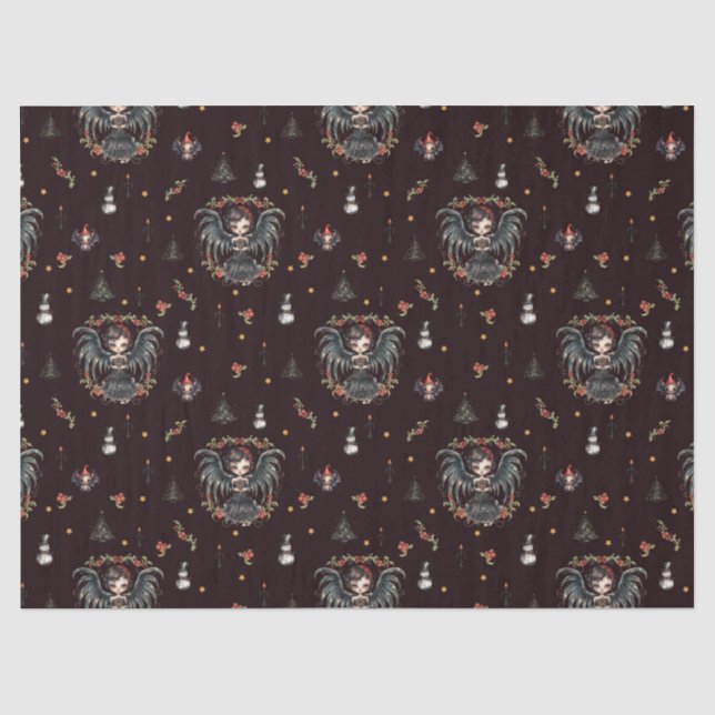 Papier Mousseline Ange de Noël gothique sombre (Recto)