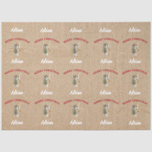 Papier Mousseline Ange de Noël Vintage & Arbre Nom personnalisé Kraf