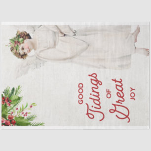 Papier Mousseline Ange de Noël Vintage et découpage Holly