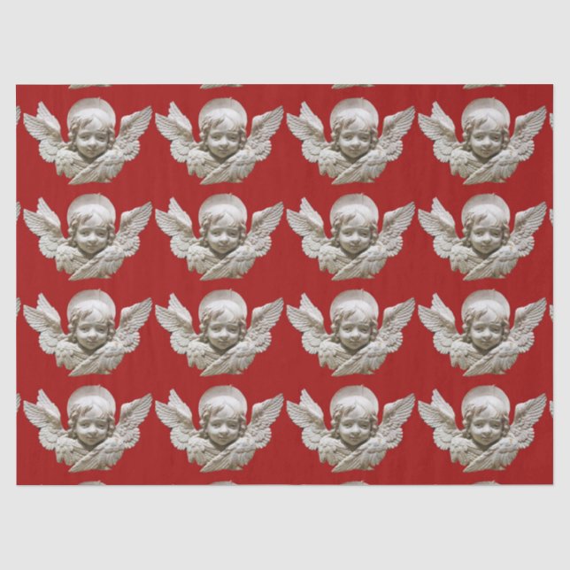 Papier Mousseline ANGE DE RENAISSANCE FLORENTINE Noël rouge (Recto)