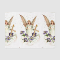 Angel Avec Croix Et Fleurs Clematis