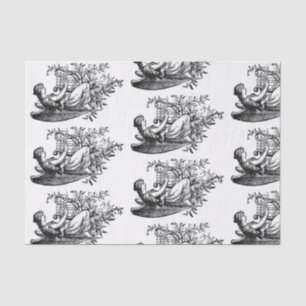 Papier Mousseline Angel Avec Harpe Et Papier Tissu Floral