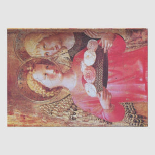 PAPIER MOUSSELINE ANGEL AVEC ROSES ET ARCHANGEL GABRIEL