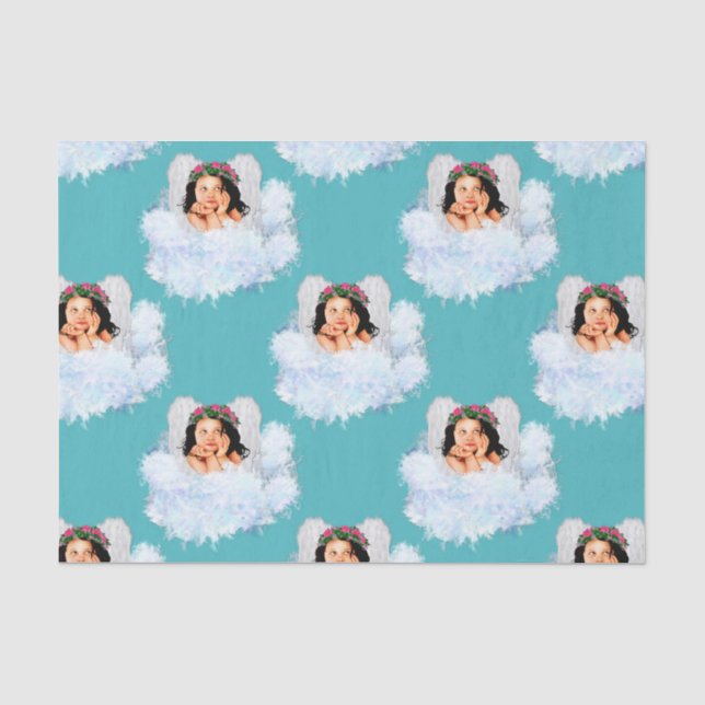 Papier Mousseline Angel dans les nuages 2-Lt Turquoise-TISSUE PAPE D (Recto)