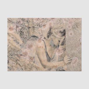 Papier Mousseline Angel Elegant Boho Floral Antique Sepia