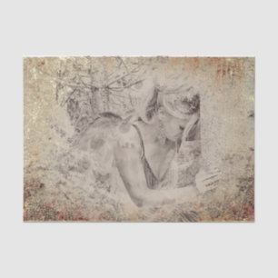 Papier Mousseline Angel Elegant Boho Floral Antique Sepia Texture