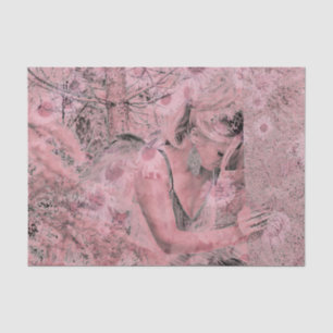 Papier Mousseline Angel Elégant Vintage Pastel rose Floral Antique