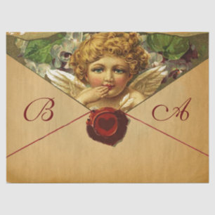 Papier Mousseline ANGEL HEART RED WAX SEAL PARCHMENT Monogramme