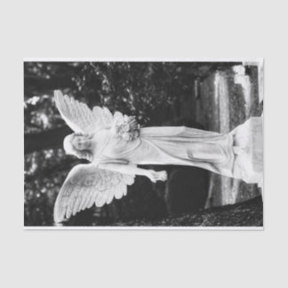Papier Mousseline Angel tenant des fleurs noir et blanc photo