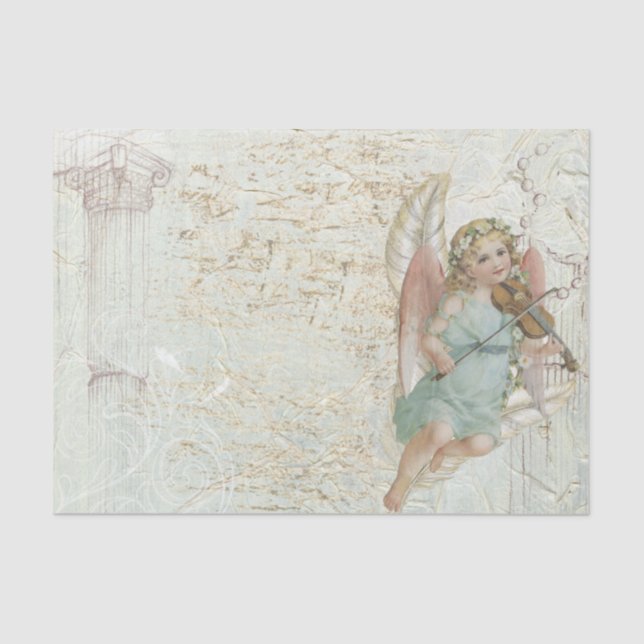 Papier Mousseline Angel vintage avec Violon (Recto)