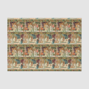 Papier Mousseline Angels dorés vintages, enfants et verdure