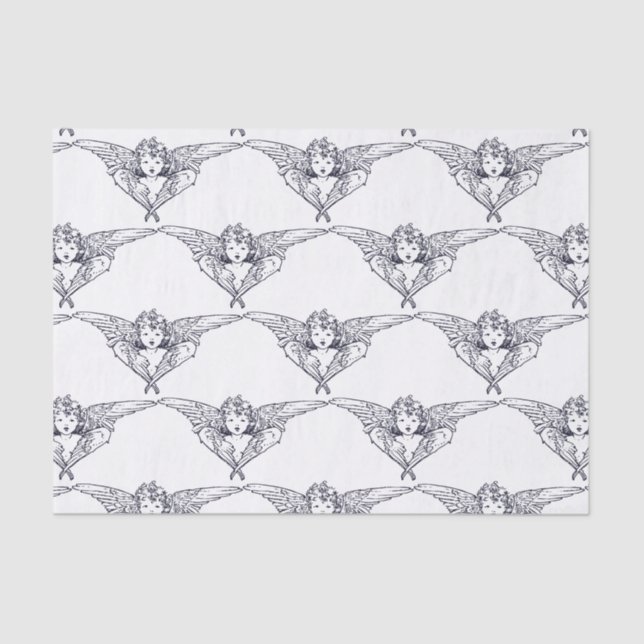 PAPIER MOUSSELINE ANGELS EN BLEUS ET BLANC (Recto)