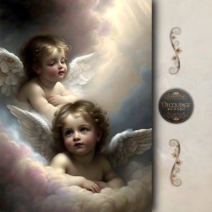 Papier Mousseline Anges Jumeaux Chérubins Nuages Pastel Découpage