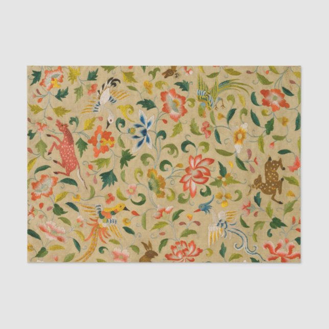 Papier Mousseline Animal Antique Cheval Oiseau Deer Rabbit (Recto)