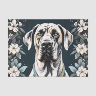 Papier Mousseline Animal Chien Great Dane Floral