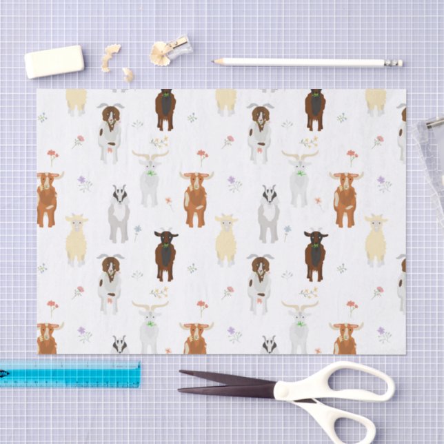 Papier Mousseline Animaux de ferme de chèvres mignons (Artisanat)