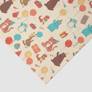 Papier Mousseline Animaux de Fête Hippopotame, Girafe, Ours Annivers