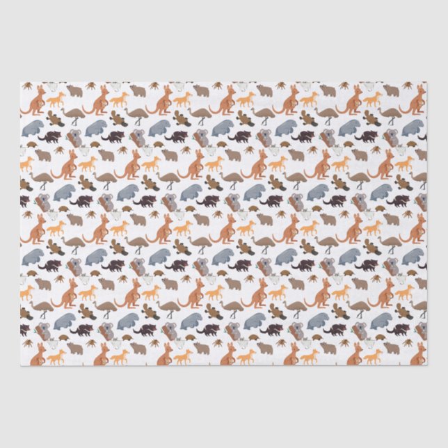 Papier Mousseline Animaux de l'Australie faune australienne (Recto)