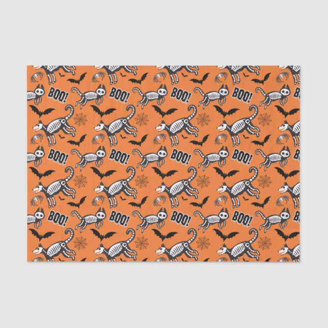 Papier Mousseline Animaux de squelette orange (Recto)