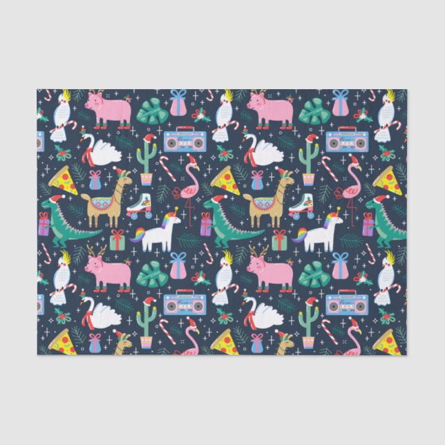 Papier Mousseline Animaux de vacances et icônes Motif (Recto)