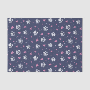 Papier Mousseline Animaux Empreintes de pattes Heart Doodle Motif Va