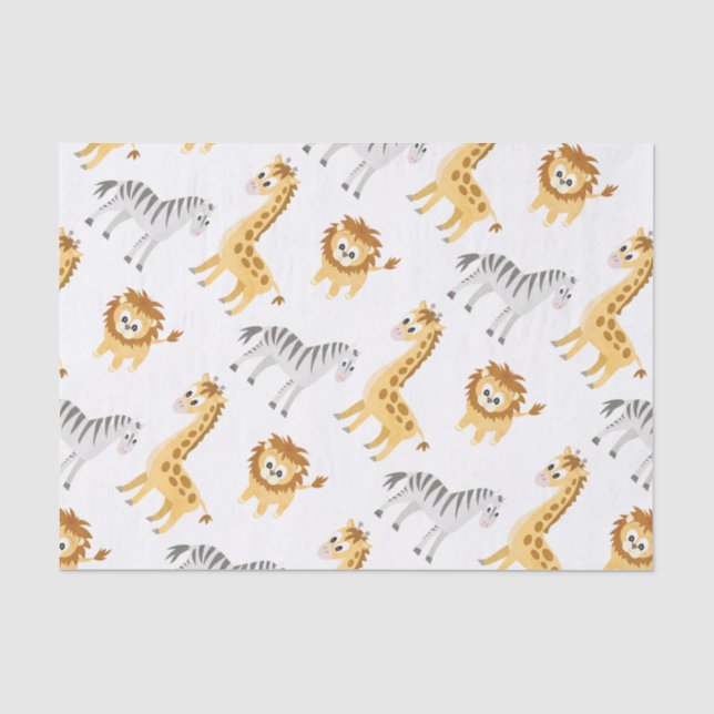Papier Mousseline Animaux mignons de bébé de lion et de girafe de (Recto)