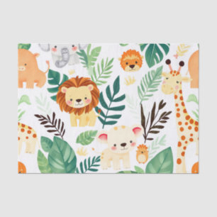 Papier Mousseline Animaux mignons de safari motif jungle