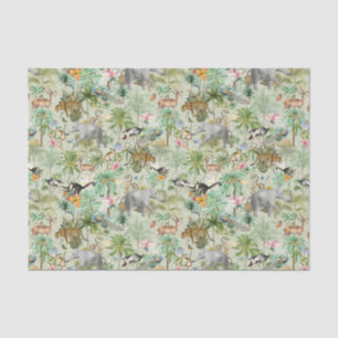 Papier Mousseline Animaux sauvages exotiques Jungle Imaginaire Papie