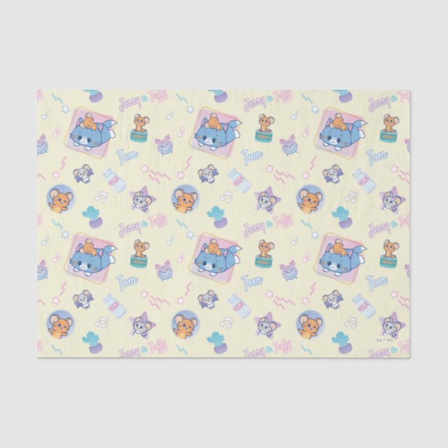 Papier Mousseline Anime Tom, Jerry et Tuffy Playtime Motif (Recto)
