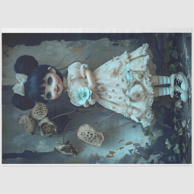 Papier Mousseline Annabelle Robe Beige Découpage Tissu (Recto)