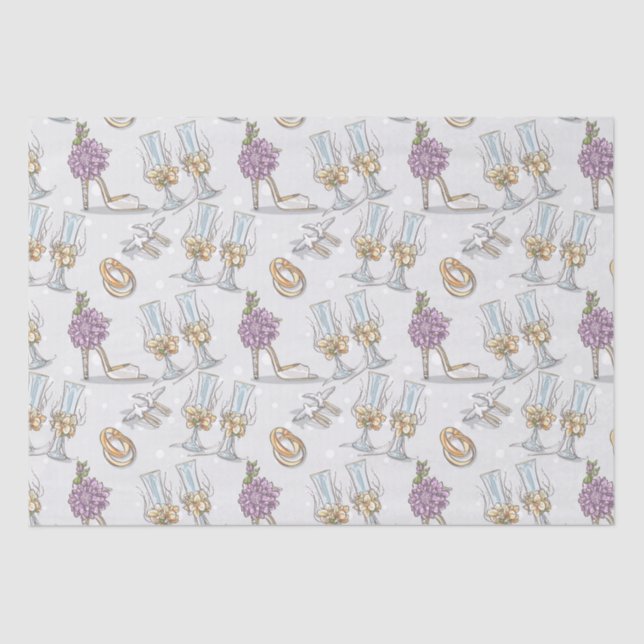 Papier Mousseline Anneaux De Mariage Et Champagne (Recto)