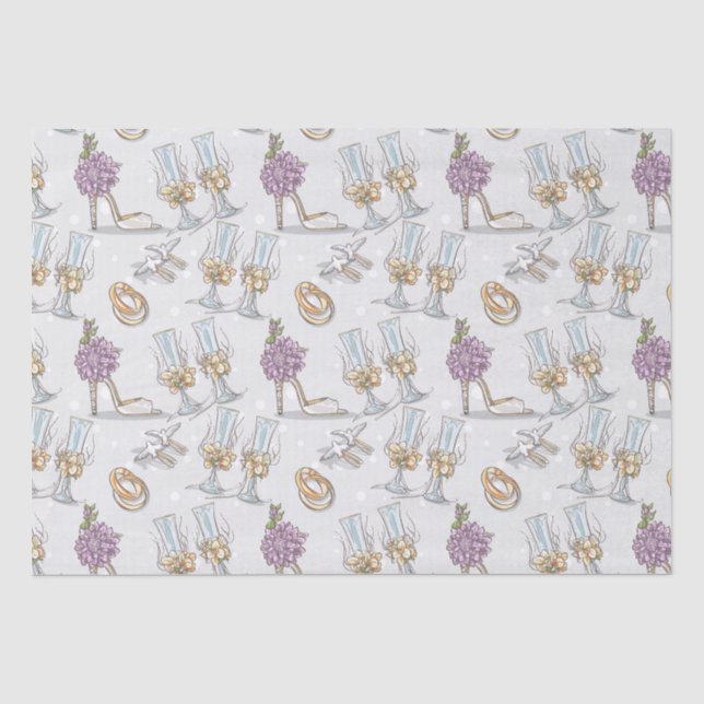 Papier Mousseline Anneaux mariages Et Champagne (Recto)