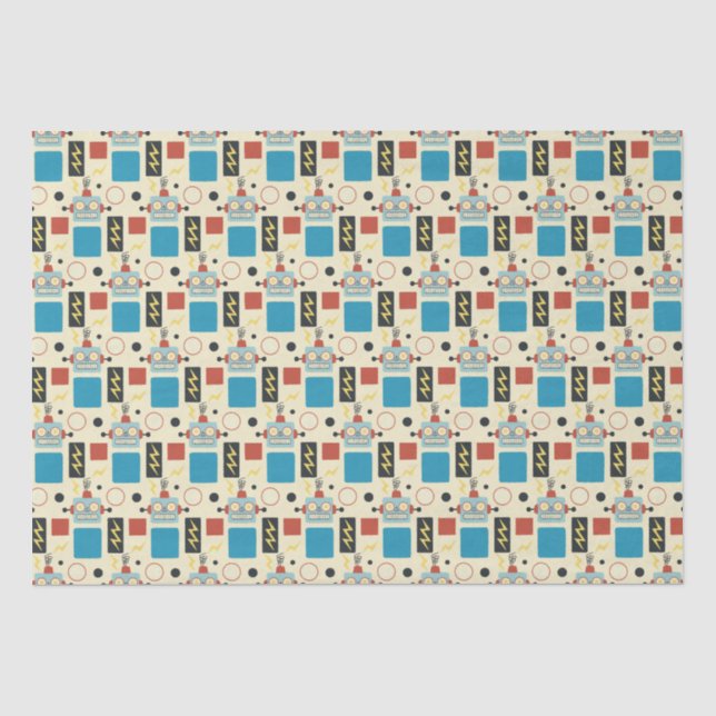 Papier Mousseline Anniversaire de enfant Motif de robots antiques (Recto)